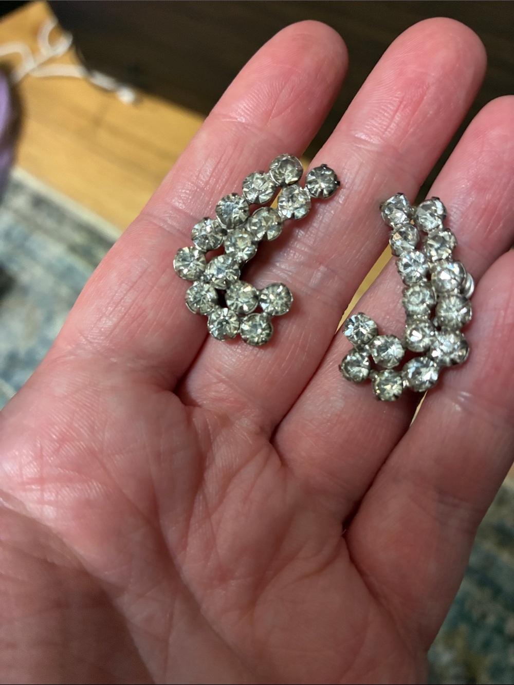 Vintage 1950s Mid-Century Modern Crystal Rhinestone Screwback Earrings